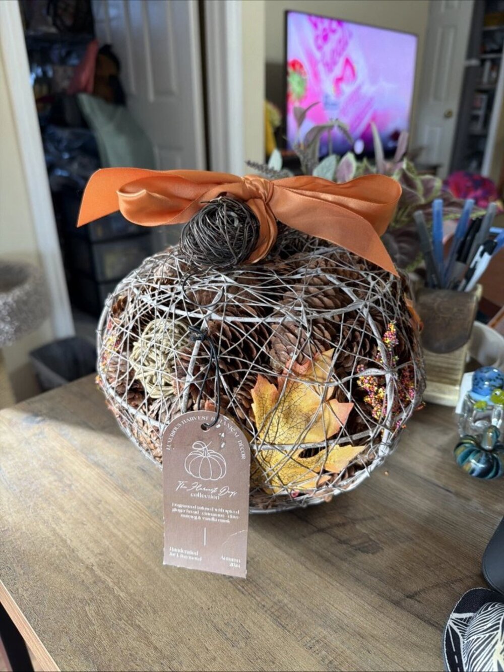 Julia Raymond Centerpiece Wire Pumpkin Potpourri Holder, Harvest Days Collection